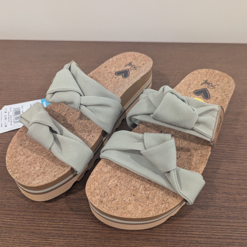 Reef Green and Brown Sandals with Cork Footbed